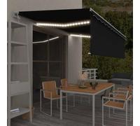 Festnight Store banne Motorisé 5X 3 m Store banne Aluminium avec LED et télécommande Auvent de Terrasse Rétractable aux UV pour Patio Balcon-Anthracite-5 x 3 m