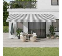 Festnight Store Banne Motorisé 6x3 Store banne Electrique avec Télécommande Auvent Rétractable à Bras Repliable pour Balcons Terrasse et Jardin-Anthracite et blanc-600 x 300 cm