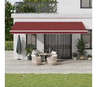 Festnight Store Banne Motorisé 6x3 Store banne Electrique avec Télécommande Auvent Rétractable à Bras Repliable pour Balcons Terrasse et Jardin-Bordeaux et blanc-600 x 300 cm