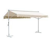 Festnight store Double Pente 5 x 3 m Banne Rétractable Inclinaison Réglable pour Terrasses et Jardins-Crème