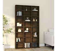 Festnight Support CD,Étagère DVD Bibliothèque,Étagère Rangement CD/DVD,bibliothèque Meuble de Rangement,Meuble Livre,avec 24 Compartiments -104 x 23 x 177.5 cm-Chêne Marron