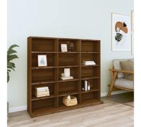 Festnight Support CD,Étagère DVD Bibliothèque,Étagère Rangement CD/DVD,bibliothèque Meuble de Rangement,Meuble Livre,avec 15 Compartiments -102 x 23 x 89.5 cm-Chêne Marron