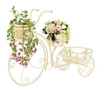 Festnight Support de Plantes sous Forme de Vélo Style Vintage Métal 77 x 26 x 50 cm Blanc Antique