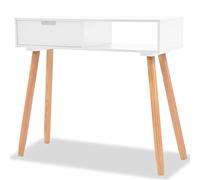 Festnight Table Console Table d'Appoint Table d'Extrémité Bois de Pin Massif pour Décor de Salon 80 x 30 x 72 cm Blanc et marron