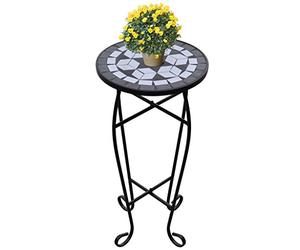 Festnight Table D'appoint Mosaïque Noir et Blanc