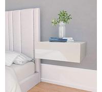 Festnight Table de Chevet Murale,Table de Chevet Suspendue,Table de Nuit Suspendue Lot de 2,Table de Nuit Murale,Table de Chevet Flottante Bois d'ingénierie-2Pcs Blanc Brillant