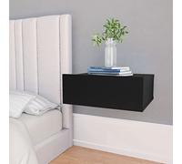 Festnight Table de Chevet Murale,Table de Chevet Suspendue,Table de Nuit Suspendue Lot de 2,Table de Nuit Murale,Table de Chevet Flottante Bois d'ingénierie-1Pcs Noir
