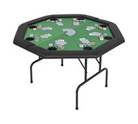 Festnight Table de Poker Pliable Vert et Noir pour 8 Joueurs Octogonale