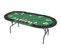 Festnight Table de Poker Pliable Vert et Noir pour 9 Joueurs Ovale