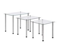 Festnight Tables Gigognes Tables de Salon Transparent Verre trempé 3 pcs