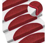 Festnight Tapis d'escalier Pliable Marchettes d'escalier Antidérapant 15 pcs Rouge Bordeaux 65 x 24 x 4 cm
