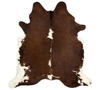 Festnight Tapis en Peau de Vache véritable Tapis imprimé Marron et Blanc 150 x 170 cm