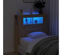 Festnight Tete de lit 100 cm Tete de lit LED Tête de lit 100 avec Rangement Têtes de lit pour Adulte Armoire de Tête de Lit Murale Meuble de Chambre à Coucher-Chêne sonoma-100 x 103.5 cm