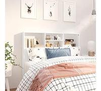 Festnight Tete de lit 120 cm Tête de lit avec Rangement Têtes de lit pour Adulte Armoire de Tête de Lit Murale Meuble de Chambre-Blanc-120 x 19 x 103.5 cm