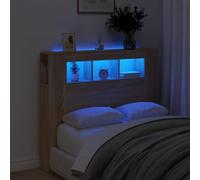 Festnight Tete de lit 120 cm Tete de lit LED Tête de lit 120 avec Rangement Têtes de lit pour Adulte Armoire de Tête de Lit Murale Meuble de Chambre à Coucher-Chêne sonoma-120 x 103.5 cm