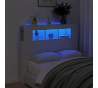 Festnight Tete de lit 120 cm Tete de lit LED Tête de lit 120 avec Rangement Têtes de lit pour Adulte Armoire de Tête de Lit Murale Meuble de Chambre à Coucher-Blanc-120 x 103.5 cm