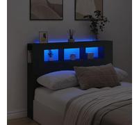 Festnight Tete de lit 140 cm Tete de lit LED Tête de lit 140 avec Rangement Têtes de lit pour Adulte Armoire de Tête de Lit Murale Meuble de Chambre à Coucher-Noir-140 x 103.5 cm
