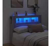 Festnight Tete de lit 140 cm Tete de lit LED Tête de lit 140 avec Rangement Têtes de lit pour Adulte Armoire de Tête de Lit Murale Meuble de Chambre à Coucher-Sonoma gris-140 x 103.5 cm