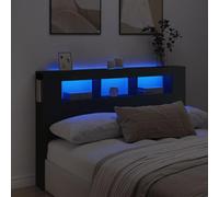 Festnight Tete de lit 160 cm Tete de lit LED Tête de lit 160 avec Rangement Têtes de lit pour Adulte Armoire de Tête de Lit Murale Meuble de Chambre à Coucher-Noir-160 x 103.5 cm