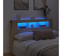 Festnight Tete de lit 160 cm Tete de lit LED Tête de lit 160 avec Rangement Têtes de lit pour Adulte Armoire de Tête de Lit Murale Meuble de Chambre à Coucher-Chêne sonoma-160 x 103.5 cm
