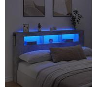 Festnight Tete de lit 180 cm Tete de lit LED Tête de lit 180 avec Rangement Têtes de lit pour Adulte Armoire de Tête de Lit Murale Meuble de Chambre à Coucher-Gris béton-180 x 103.5 cm