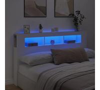 Festnight Tete de lit 180 cm Tete de lit LED Tête de lit 180 avec Rangement Têtes de lit pour Adulte Armoire de Tête de Lit Murale Meuble de Chambre à Coucher-Blanc-180 x 103.5 cm