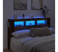 Festnight Tete de lit 180 cm Tete de lit LED Tête de lit 180 avec Rangement Têtes de lit pour Adulte Armoire de Tête de Lit Murale Meuble de Chambre à Coucher-Vieux bois-180 x 103.5 cm