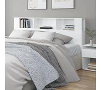 Festnight Tete de lit 200 cm Tête de lit avec Rangement Têtes de lit pour Adulte Armoire de Tête de Lit Murale Meuble de Chambre à Coucher avec Rangement-Blanc brillant-200x18,5x104,5 cm