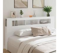Festnight Tete de lit 200 cm Tete de lit LED Tête de lit 200 avec Rangement Têtes de lit pour Adulte Armoire de Tête de Lit Murale Meuble de Chambre à Coucher-Blanc-200 x 103.5 cm
