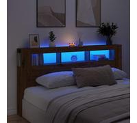 Festnight Tete de lit 200 cm Tete de lit LED Tête de lit 200 avec Rangement Têtes de lit pour Adulte Armoire de Tête de Lit Murale Meuble de Chambre à Coucher-chêne artisanal-200 x 103.5 cm