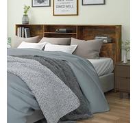 Festnight Tete de lit 220 cm Tête de lit avec Rangement Têtes de lit pour Adulte Armoire de Tête de Lit Murale Meuble de Chambre à Coucher avec Rangement-Chêne fumé-220x19x103,5 cm