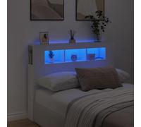Festnight Tête de lit LED Tête de lit avec Rangement têtes de lit pour Adulte Bois Rangement Bois d'ingénierie-Blanc-140 x 103.5 cm