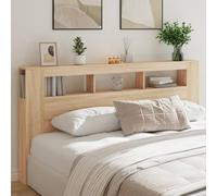 Festnight Tête de lit LED Tête de lit avec Rangement têtes de lit pour Adulte Bois Rangement Bois d'ingénierie-Chêne sonoma-200 x 103.5 cm
