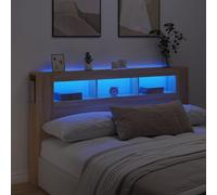 Festnight Tête de lit LED Tête de lit avec Rangement têtes de lit pour Adulte Bois Rangement Bois d'ingénierie-Chêne sonoma-180 x 103.5 cm