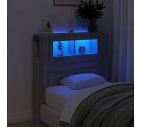 Festnight Tête de lit LED Tête de lit avec Rangement têtes de lit pour Adulte Bois Rangement Bois d'ingénierie-Sonoma gris-100 x 103.5 cm