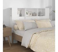 Festnight Tête de lit,tête de lit avec Rangement, tête de lit Bois,Tete de lit pour Adulte,Design Mural,Rangement supplémentaire,Le complément Parfait à la Chambre 140x18,5x104,5 cm-Blanc Brillant