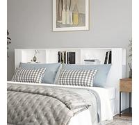 Festnight Tête de lit,tête de lit avec Rangement, tête de lit Bois,Tete de lit pour Adulte,Design Mural,Rangement supplémentaire,Le complément Parfait à la Chambre 220x18,5x104,5 cm-Blanc