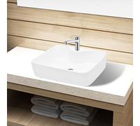 Festnight Vasque pour Salle de Bain en Céramique rectangulaire Lavabo Blanc 480 x 370 x 135 mm