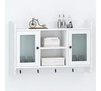 Festnight Vitrine Murale avec Etagère de Livre / DVD / Verre en MDF Blanc