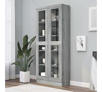 Festnight Vitrine Salle a Manger Vitrine Salon Armoire à vitrine Armoire de Rangment Vitrine Meuble vitrine Armoire Salon-Sonoma gris-82.5 x 30.5 x 185.5 cm