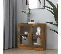 Festnight Vitrine Salle a Manger Vitrine Salon Armoire à vitrine Armoire de Rangment Vitrine Meuble vitrine Armoire Salon-Chêne fumé-82.5 x 30.5 x 80 cm