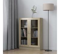 Festnight Vitrine Salle a Manger Vitrine Salon Armoire à vitrine Armoire de Rangment Vitrine Meuble vitrine Armoire Salon-Chêne sonoma-82.5 x 30.5 x 115 cm