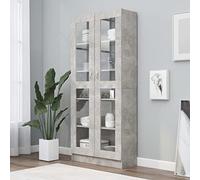 Festnight Vitrine Salle a Manger Vitrine Salon Armoire à vitrine Armoire de Rangment Vitrine Meuble vitrine Armoire Salon-Gris béton-82.5 x 30.5 x 185.5 cm