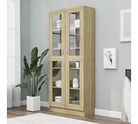 Festnight Vitrine Salle a Manger Vitrine Salon Armoire à vitrine Armoire de Rangment Vitrine Meuble vitrine Armoire Salon-Chêne sonoma-82.5 x 30.5 x 185.5 cm