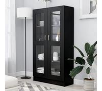Festnight Vitrine Salle a Manger Vitrine Salon Armoire à vitrine Armoire de Rangment Vitrine Meuble vitrine Armoire salon-Noir-82.5 x 30.5 x 150 cm