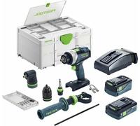 Festool 577612 Perceuse Visseuse Sans Fil Set (1x 4.0Ah & 1x 5.0Ah) Incl. Mandrins De Perçage Et Systainer - 75Nm