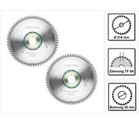 Festool ALUMINIUM/PLASTICS TF64 Lame de scie circulaire, HW 216 x 30 x 2,3 mm, TF64 216 mm, 64 dents, 2 pcs. (2x 500122)
