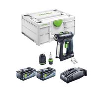 Festool C 18 Basic Perceuse-visseuse sans fil 18 V 45 Nm Brushless + 2x batterie 8,0 Ah + chargeur rapide + Systainer