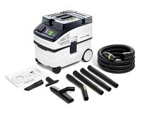 Festool CLEANTEC CT 15 Kit aspirateur compact pour eau et poussière avec accessoires de nettoyage, réservoir de 15 l, antistatique, contrôle de la puissance d'aspiration à 5 niveaux, mobile et robuste