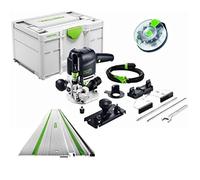 Festool Défonceuse OF 1010 REBQ-Set avec Boite de Fraises | Pince 6-8 mm, course 55 mm, rail FS 800/2 et Systainer SYS3 M 237 inclus - 1010 W, 9500-23 000 min-¹